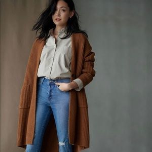 Uniqlo Brown Wool Ribbed Knitted Coat/Sweater